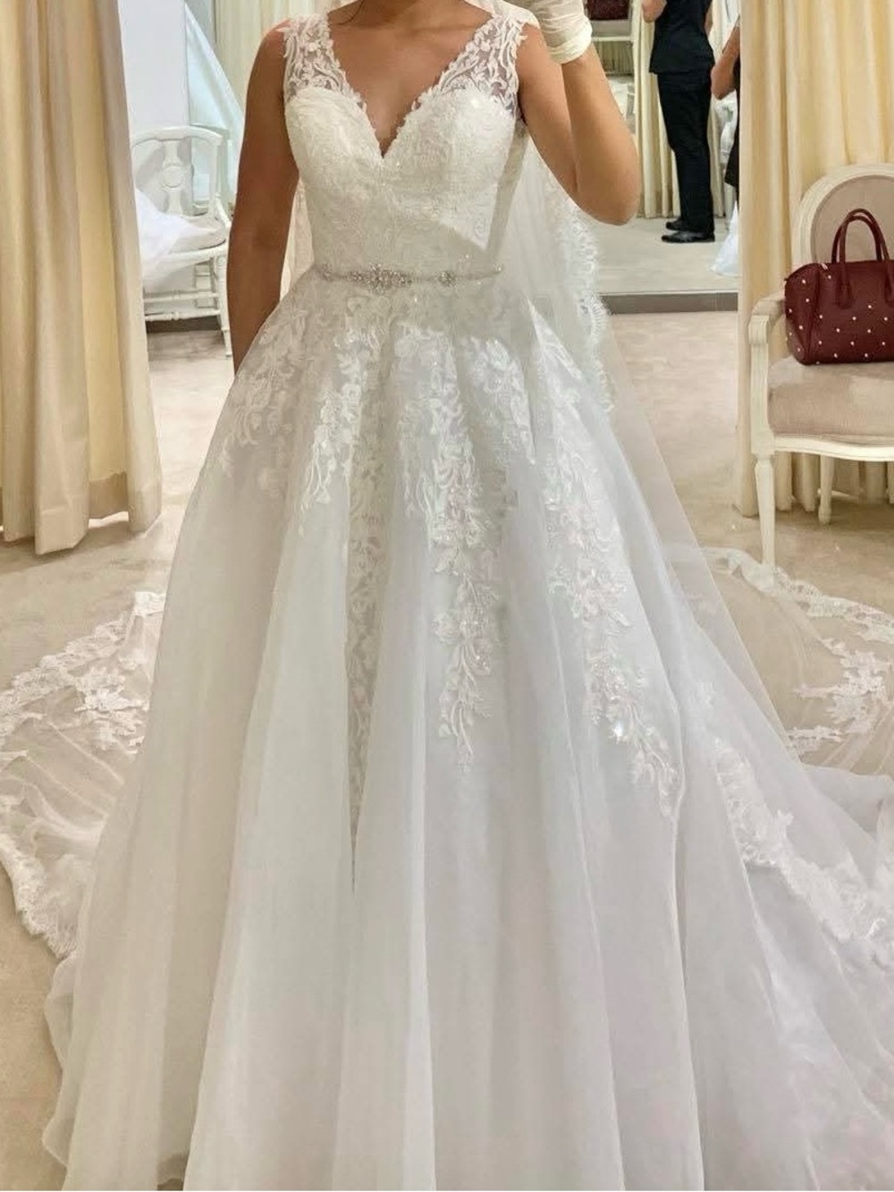 Elegant Lace Ballgown Wedding Dress in White